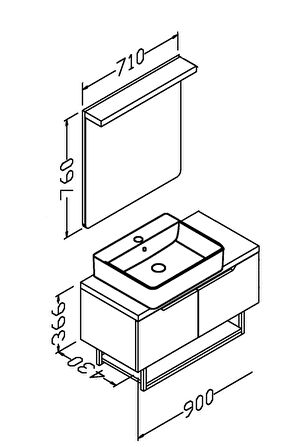 MELODY 90 CM ANTRASİT LAVABOLU BANYO DOLABI  BEYZADE / ANTRASİT - SAĞ VE SOL BOY DOLAP HARİÇ