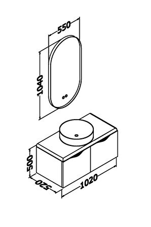 BELISSIMO 100 CM ANTRASİT LAVABOLU BANYO DOLABI  ANTRASİT /  KAYIN - BOY DOLAP VE YAN ÜNİTE MODÜL HARİÇ