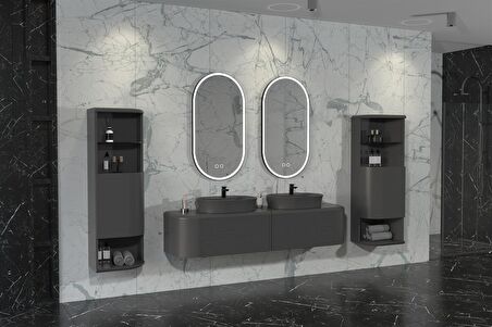 SIESTA DUO 184 CM BANYO DOLABI  ANTRASİT - BOY DOLAP HARİÇ