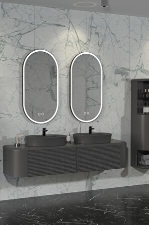 SIESTA DUO 184 CM BANYO DOLABI  ANTRASİT - BOY DOLAP DAHİL