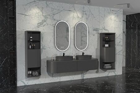 SIESTA DUO 184 CM BANYO DOLABI  ANTRASİT - BOY DOLAP DAHİL