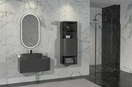 SIESTA 92 CM BANYO DOLABI  ANTRASİT - BOY DOLAP DAHİL