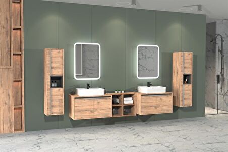 CAMARO 225 CM BEYAZ LAVABOLU BANYO DOLABI - BOY DOLAP DAHİL