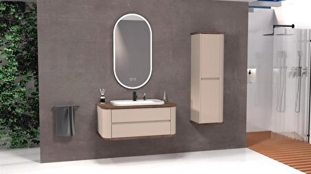 PIER 100 CM BEYAZ LAVABOLU BANYO DOLABI VİZON / KAYIN 