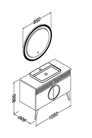 VALİSSO 105 CM BEYAZ LAVABOLU BANYO DOLABI GRİ - BOY DOLAP HARİÇ