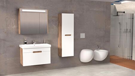 OLIMPIA 80 CM BANYO DOLABI DORADO / BEYAZ -  BOY DOLAP HARİÇ