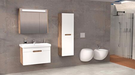 OLIMPIA 80 CM BANYO DOLABI  DORADO / BEYAZ  -  BOY DOLAP DAHİL