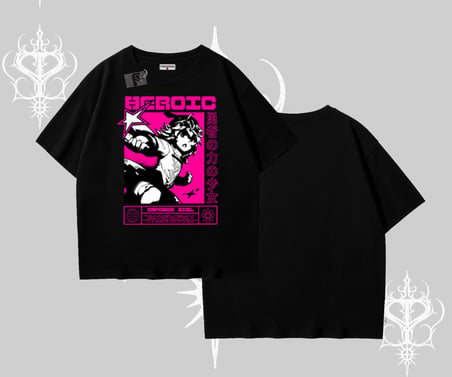 Oversize Tshirt Heroic Anime Girl Japon Stil Grafik Baskılı