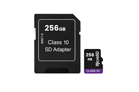 256GB Class 10 Micro SD Hafıza Kartı + SD Adaptör – Yüksek Hızlı Veri Transferi
