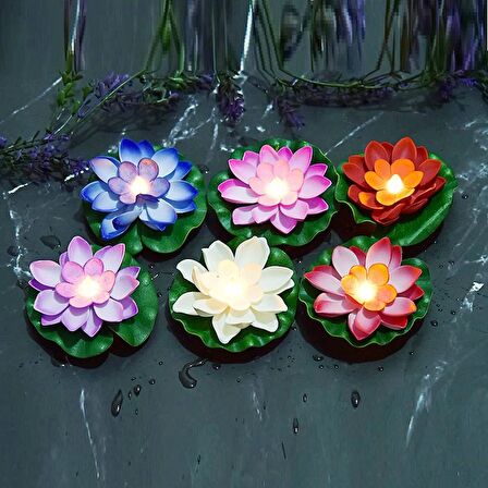 6 ADET IŞIKLI SU MUMU WATER FLOATİNG CANDLE LOTUS FLOWERS SENSOR LED LİGHT SUDA YÜZEN LOTUS ÇİÇEKLERİ PİLLİ MUM