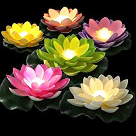 6 ADET IŞIKLI SU MUMU WATER FLOATİNG CANDLE LOTUS FLOWERS SENSOR LED LİGHT SUDA YÜZEN LOTUS ÇİÇEKLERİ PİLLİ MUM