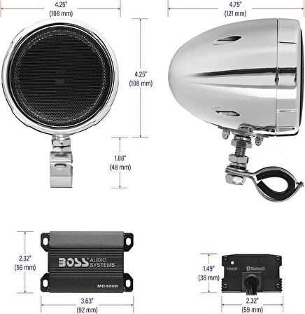 BOSS MC420B 600W Motosiklet Bluetooth Hoparlör Sistemi