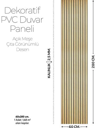 Brano Home 60X280 Duvar Paneli Lambiri Desen ,salon,duvar,tv Ünitesi-Meşe,Siyah