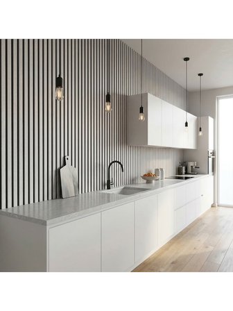 Brano Home 60X280 Lambiri Desen Duvar Kaplama Salon,Duvar,tv Ünitesi-Gri,Siyah