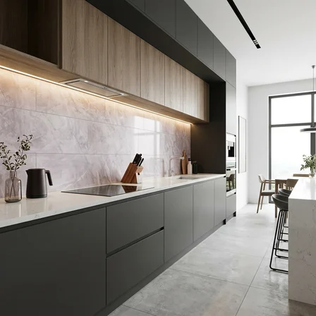 60X60 cm Kendinden Yapışkanlı Duvar,banyo,tezgah Arası Açık Gri Mermer-6 Adet