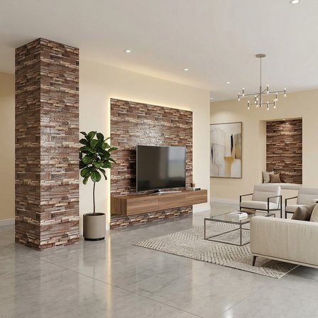 Brano Home 70X77 cm Kendinden Yapışkanlı Kabartmalı, Açık Kahve Kiremit Desenli duvar kaplama