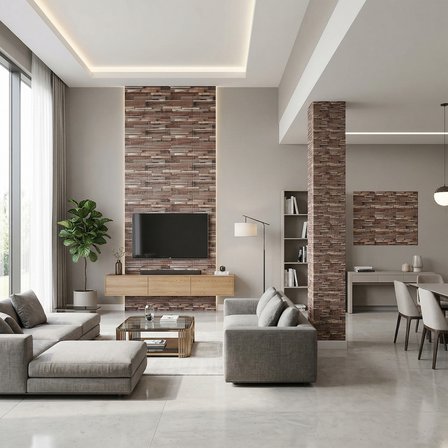 Brano Home 70X77 cm Kendinden Yapışkanlı Kabartmalı, Açık Kahve Kiremit Desenli duvar kaplama