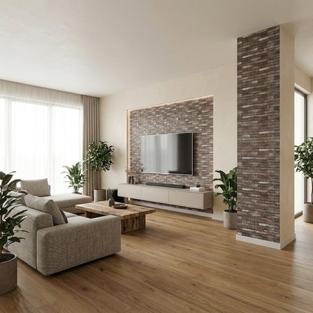 Brano Home 70X77 cm Kendinden Yapışkanlı Kabartmalı, Koyu Kahve Kiremit Desenli duvar kaplama