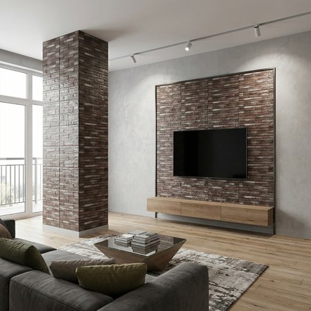 Brano Home 70X77 cm Kendinden Yapışkanlı Kabartmalı, Koyu Kahve Kiremit Desenli duvar kaplama