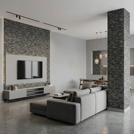Brano Home 70X77 cm Kendinden Yapışkanlı Kabartmalı, Gri Kiremit Desenli duvar kaplama 12 Adet