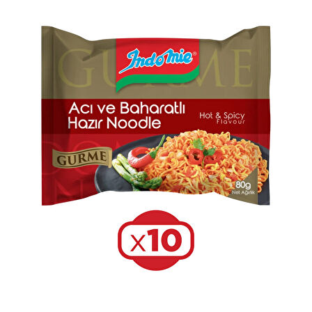 Indomie Noodle Gurme Acı Ve Baharatlı 80 gr x 10 Adet