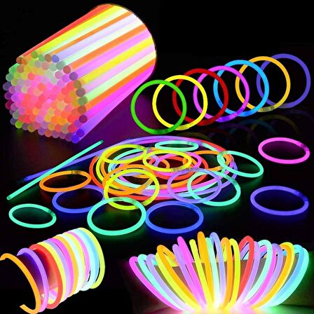 100 ADET GLOW STİCK IŞIKLI FOSFOR ÇUBUK NEON IŞIK GLOW PARTİ IŞIKLARI NEON IŞIKLI BİLEKLİK IŞIKLI NEON KOLYE YILBAŞI PARTİ IŞIKLARI