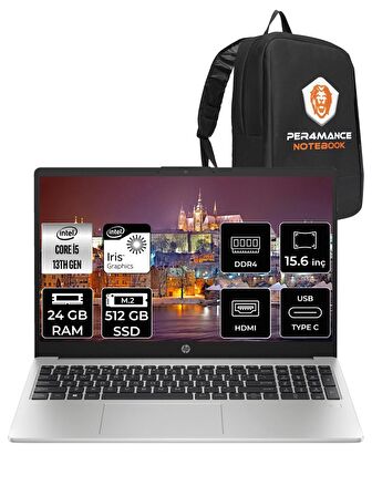 HP 250 G10 Intel Core i5 1335U 24GB RAM 512GB SSD 15.6'' FHD FDOS 8A538EA & PER4 ÇANTA 