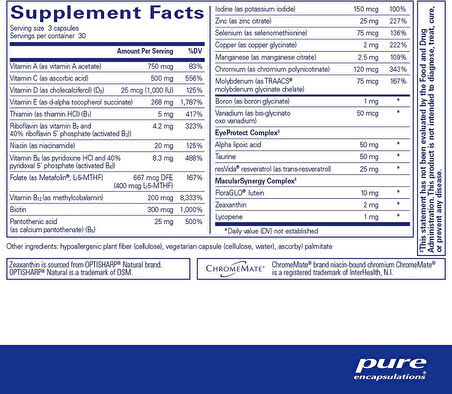 Pure Encapsulations VisionPro Nutrients 90 Kapsül