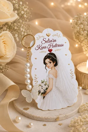 10 Adet Gelin Konsept Kelebek Anahtarlık - Nişan Hediye - Kına Hediye - Nikah Hediye * 7x12cm
