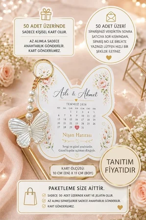 Kelebek Etkisi | 10'lu Kelebek Anahtarlık Hediye - Nişan Hediyesi - Nikah Hediyesi - Kına Hatırası