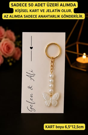 10 Adet | Kelebek Anahtarlık - Nişan Hediye - Söz Hatıra - Mevlid, Nikah Doğumgünü Hediye