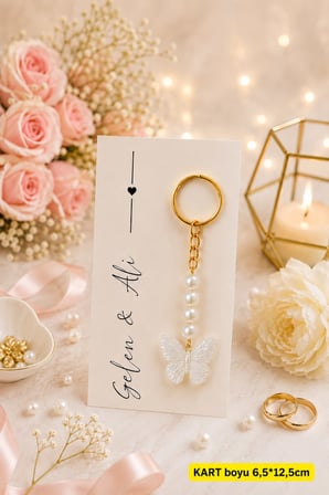 10 Adet | Kelebek Anahtarlık - Nişan Hediye - Söz Hatıra - Mevlid, Nikah Doğumgünü Hediye