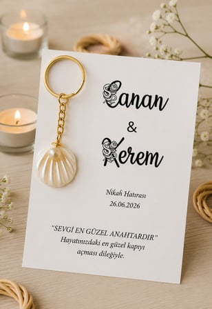 Özel Çiçek İsimli İstiridyeli Anahtarlık - Söz Hediye - Nişan Hediye - Nikah Hediye - 30 Adet
