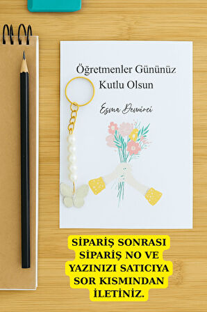 İsim Yazılır | 20 Adet Öğretmenler Günü Hediye - Kelebek Anahtarlık - Jelatinli - Kişiye Özel Hediye
