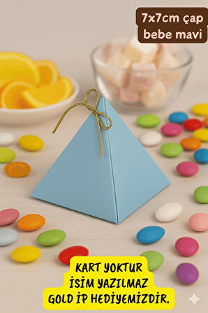 10 Adet Bebe Mavi Lokum Kutusu - Şeker Kutusu - Piramit Hediye Kutusu - Çikolata Kutusu