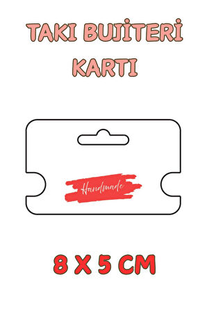 Handmade Kırmızı 100 Adet Kolye Kartı - Bileklik Kartı - Takı Kartı - Paketleme Kartı
