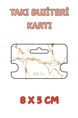 With Love Mermer 100 Adet Kolye Kartı - Bileklik Kartı - Takı Kartı - Paketleme Kartı