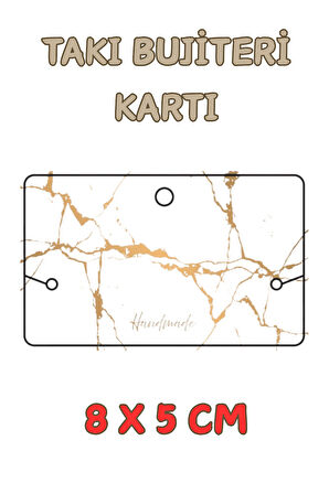 Mermer Desen Handmade - 100 Adet Bileklik & Kolye Kartı - Takı Kartı - Paketleme Kartı - Bujiteri Ka