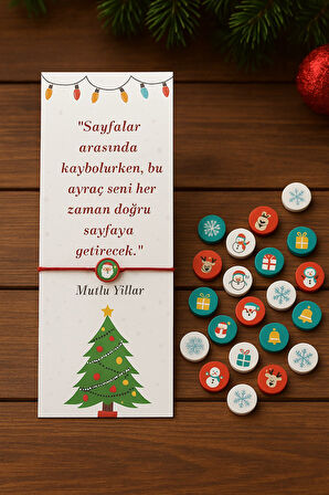 Yılbaşı Ayraç | 10 Adet Yılbaşı Figürlü Bileklik - Yılbaşı Hediyesi - Yılbaşı Süsü - Jelatinli