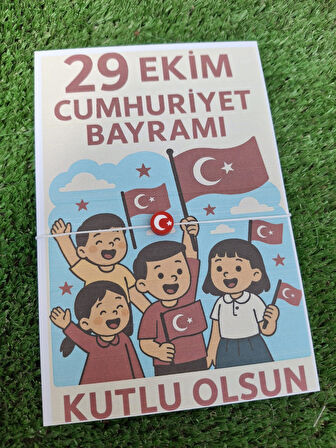 Bayrak Çocuk Konsept 10 Adet Kırmızı Türk Bayraklı 29 Ekim Hediye - Cumhuriyet Bayramı Hediye 