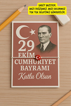 10 Adet Kırmızı Türk Bayraklı 29 Ekim Hediye - 29 Ekim Cumhuriyet Bayramı Hediye - Jelatinli