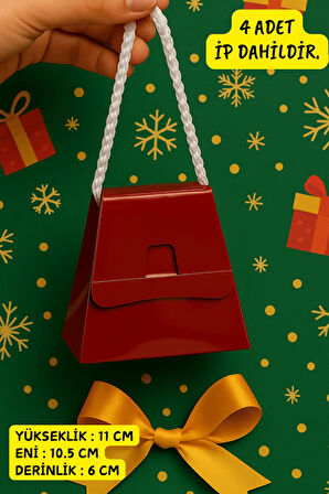 4 Adet Bordo Hediye Kutusu - Saat, Şal, Kutusu - Dekoratif Hediye Kutusu - Yılbaşı Hediye Kutusu