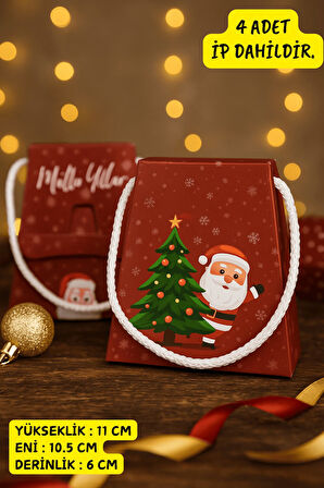 4 Adet Noel Babalı Hediye Kutusu- Sömestr Hediye - Yılbaşı Hediyesi - Yılbaşı Kutusu