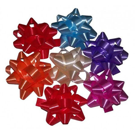 Kendinden Yapışkanlı Yıldız Fiyonk - Hediye Paketi Fiyonk - Hediye Poşet Fiyonk Süsleme 10 Adet