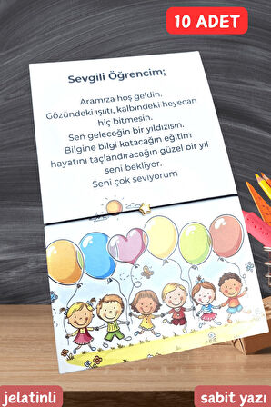 10 Adet Balon Konsept Okuluna Hoşgeldin Kartlı Emoji Bileklik - Sınıf Hediyesi - Öğrenci Hediyesi