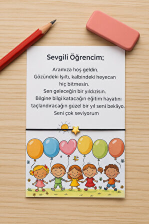 10 Adet Balon Konsept Okuluna Hoşgeldin Kartlı Emoji Bileklik - Sınıf Hediyesi - Öğrenci Hediyesi