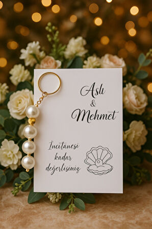 10 Adet İnci Parıltılı Anahtarlık - Kına Hediyesi - Nişan Hediyesi - Hoşgeldin Hediyesi - Bride
