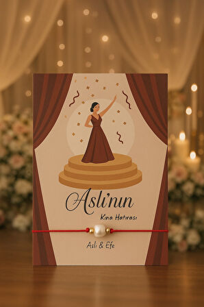 15 Adet Kırmızı Gold Detay Bileklik - Kına Hediyesi - Nişan Hatırası - Kına Konsept +75 kişisel kart