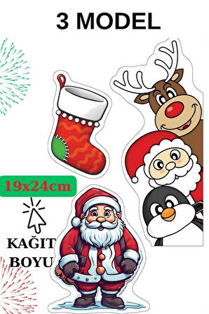 3'lü Yılbaşı Konsept Sticker- Yılbaşı Sticker - Yılbaşı Hediye Paketleme - Yılbaşı Süsü - 