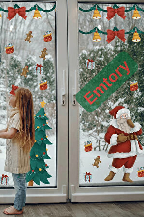 Büyük Boy Yılbaşı Noel Baba Cam Sticker - Sticker- Yılbaşı Figür Sticker - Yılbaşı Süsleme Sticker 